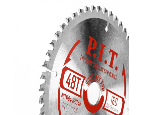 Диск пильный по дереву P.I.T. 160x20/16x1,4 мм 48T, тип зуба TCG ACTW04-160T48 Диск пильный по дереву P.I.T. 160x20/16x1,4 мм 48T, тип зуба TCG ACTW04-160T48