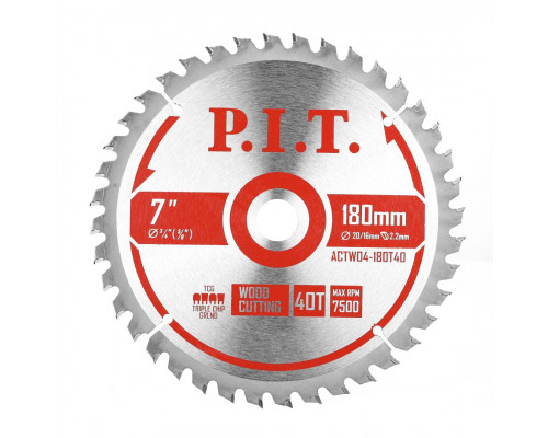 Диск пильный по дереву P.I.T. 180x20/16x1,4 мм 40T, тип зуба TCG ACTW04-180T40 Диск пильный по дереву P.I.T. 180x20/16x1,4 мм 40T, тип зуба TCG ACTW04-180T40