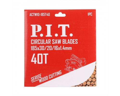 Диск пильный по дереву P.I.T. 185x30/20/16x2,2 мм 40T, тип зуба ATB ACTW10-185T40 Диск пильный по дереву P.I.T. 185x30/20/16x2,2 мм 40T, тип зуба ATB ACTW10-185T40