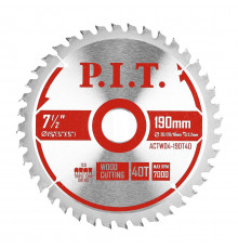 Диск пильный по дереву P.I.T. 190x30/20/16x2 мм 40T, тип зуба TCG ACTW04-190T40