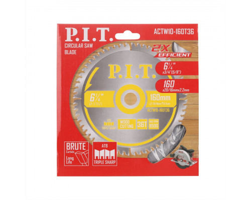 Диск пильный по дереву P.I.T. 160x20/16x2,2 мм 36T, тип зуба ATB ACTW10-160T36 Диск пильный по дереву P.I.T. 160x20/16x2,2 мм 36T, тип зуба ATB ACTW10-160T36