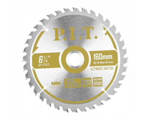 Диск пильный по дереву P.I.T. 160x20/16x2,2 мм 36T, тип зуба ATB ACTW10-160T36 Диск пильный по дереву P.I.T. 160x20/16x2,2 мм 36T, тип зуба ATB ACTW10-160T36