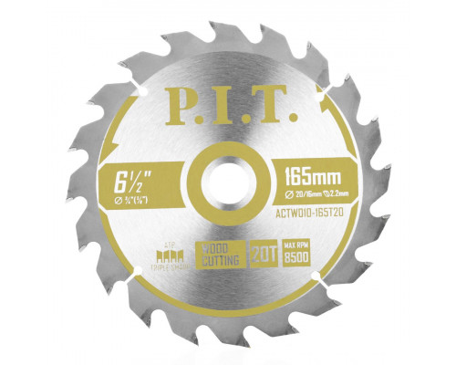 Диск пильный по дереву P.I.T. 165x30/20x2,2 мм 20T, тип зуба ATB ACTW10-165T20