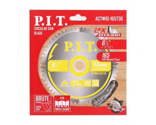 Диск пильный по дереву P.I.T. 165x30/20x2,2 мм 36T, тип зуба ATB ACTW10-165T36 Диск пильный по дереву P.I.T. 165x30/20x2,2 мм 36T, тип зуба ATB ACTW10-165T36