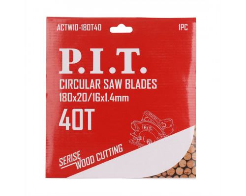 Диск пильный по дереву P.I.T. 180x20/16x2,2 мм 40T, тип зуба ATB ACTW10-180T40