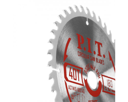 Диск пильный по дереву P.I.T. 180x20/16x2,2 мм 40T, тип зуба ATB ACTW10-180T40
