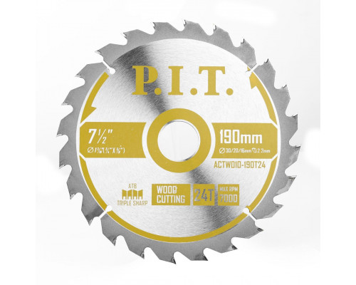 Диск пильный по дереву P.I.T. 190x30/20/16x2,2 мм 24T, тип зуба ATB ACTW10-190T24 Диск пильный по дереву P.I.T. 190x30/20/16x2,2 мм 24T, тип зуба ATB ACTW10-190T24