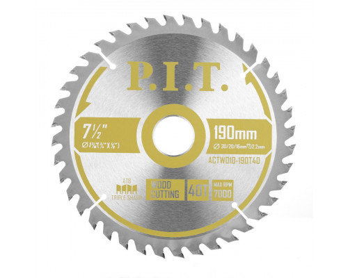 Диск пильный по дереву P.I.T. 190x30/20/16x2,2 мм 40T, тип зуба ATB ACTW10-190T40 Диск пильный по дереву P.I.T. 190x30/20/16x2,2 мм 40T, тип зуба ATB ACTW10-190T40