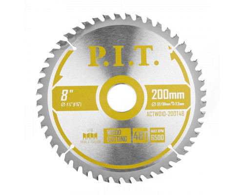 Диск пильный по дереву P.I.T. 200x32/30x2,2 мм 48T, тип зуба ATB ACTW10-200T48