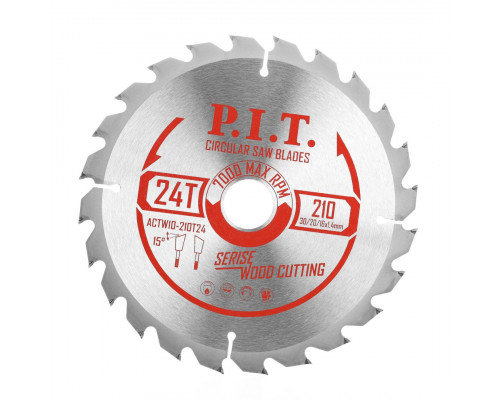 Диск пильный по дереву P.I.T. 210x30/20/16x2,2 мм 24T, тип зуба ATB ACTW10-210T24 Диск пильный по дереву P.I.T. 210x30/20/16x2,2 мм 24T, тип зуба ATB ACTW10-210T24