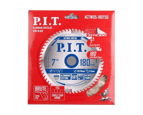 Диск пильный по алюминию, 180x20/16x1.6 мм 56T P.I.T. ACTW05-180T56