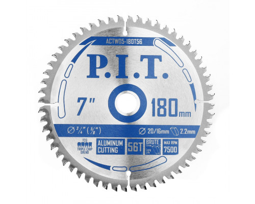 Диск пильный по алюминию, 180x20/16x1.6 мм 56T P.I.T. ACTW05-180T56